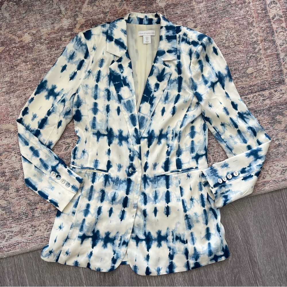 House of Harlow 1960 Satin Tie Dye Blazer Top Jacket